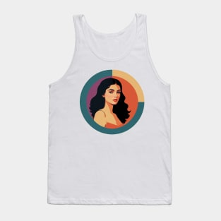 Retro Woman with Long Black Hair Tank Top